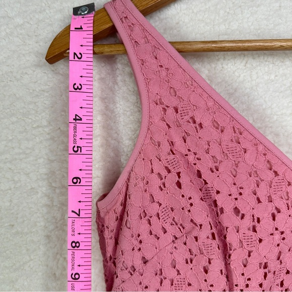 Ann Taylor Pink A-line Mini Dress for Weddings 0P Lace Eyelet Sleeveless - Picture 9 of 10